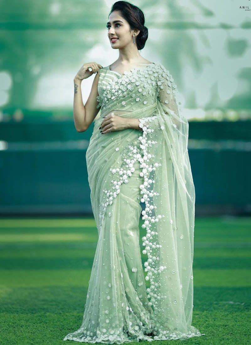 Classic Net Embroidery saree