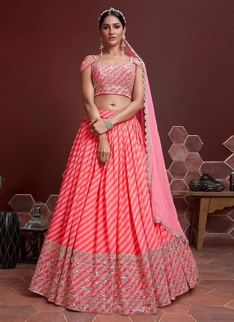 Peach Color Exclusive Designer Lehenga Choli Collection - Khushbu Fashion