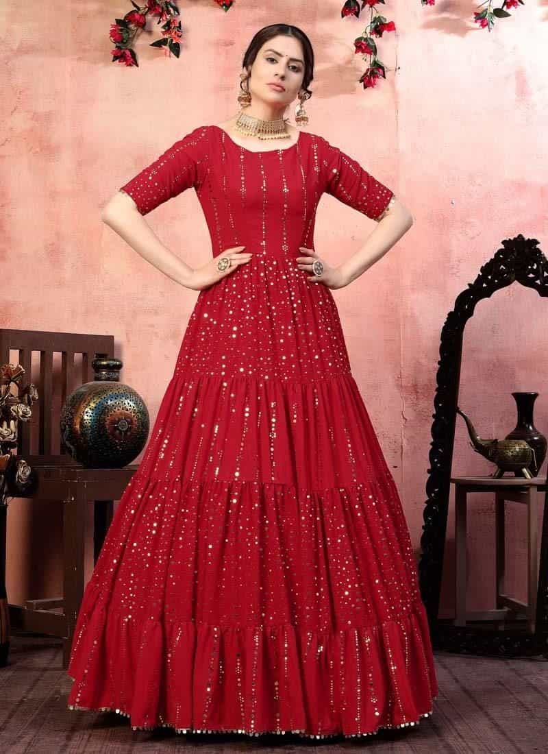 Buy New Stylish Readymade Georgette Long Anarkali Gown With Lace Online in  India  Etsy
