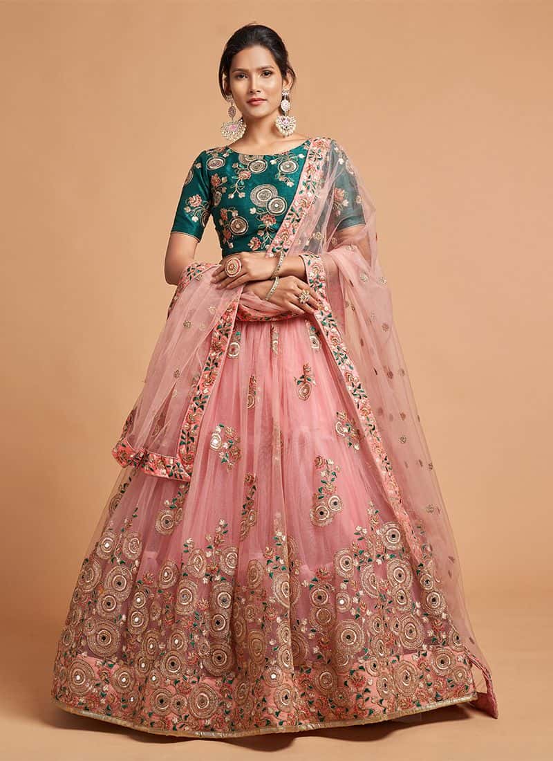Buy Red Embellished Silk Lehenga Choli Set Floral Sequin Online in India -  Etsy | Indian wedding outfits, Simple lehenga, Lehenga designs simple