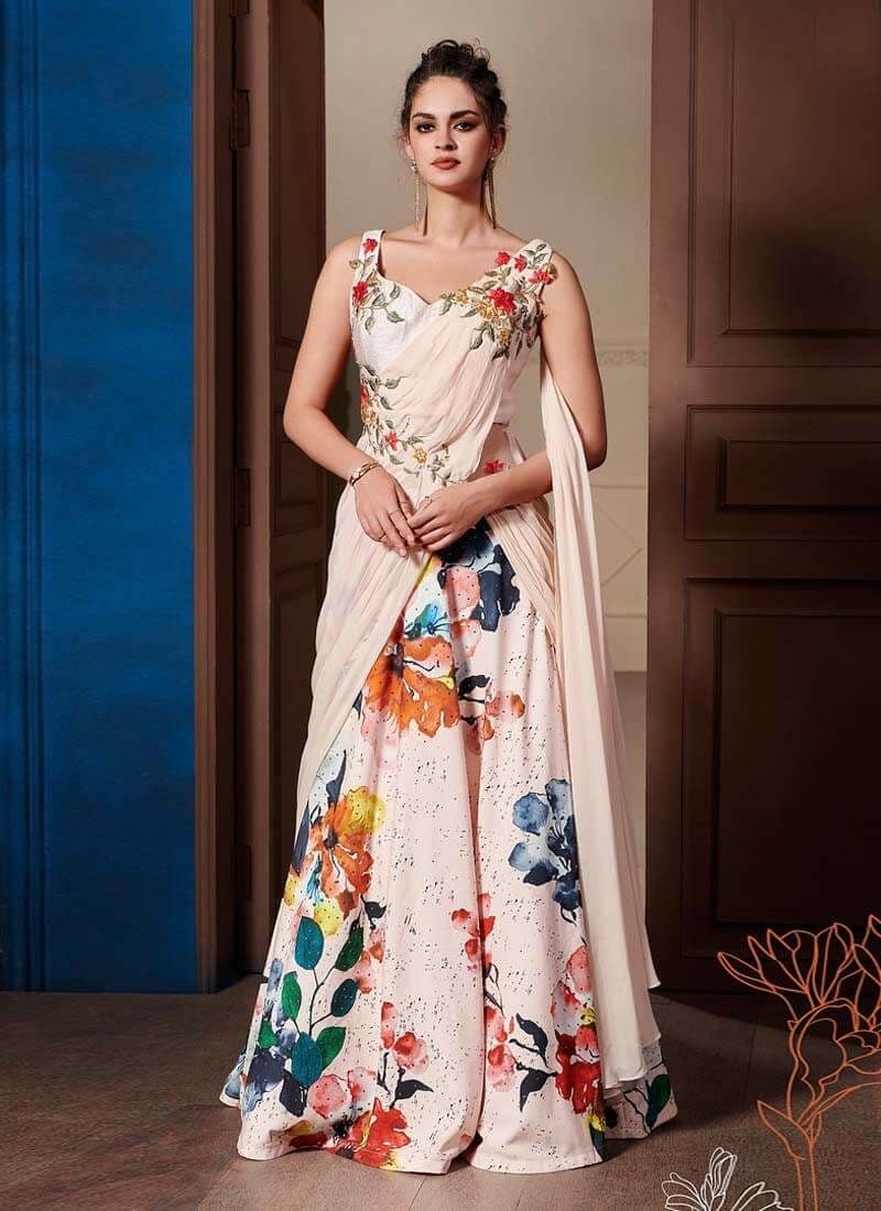 COLOR SILK SOUTH INDIAN FASHION GOWN